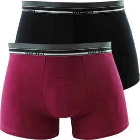 ATHENA Lot de 2 Boxers Homme Coton DUOECO Noir Prune