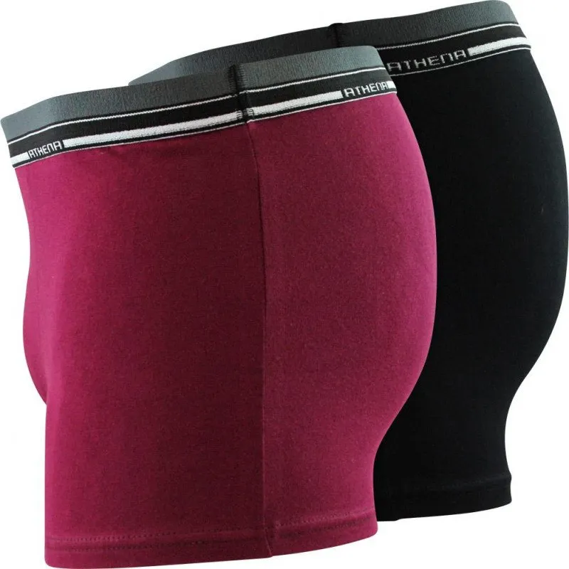 ATHENA Lot de 2 Boxers Homme Coton DUOECO Noir Prune