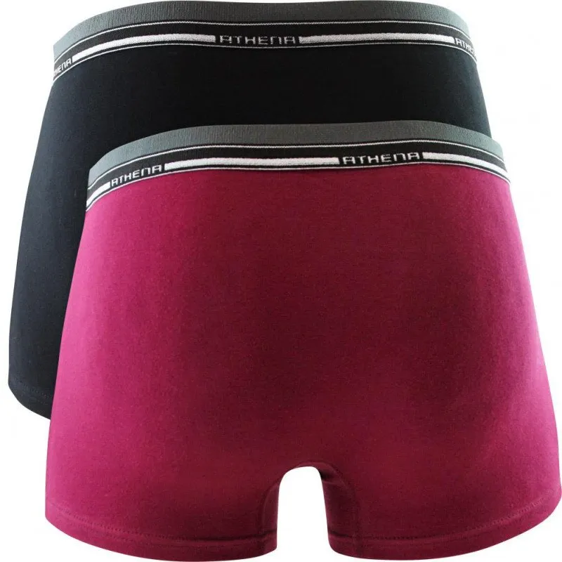 ATHENA Lot de 2 Boxers Homme Coton DUOECO Noir Prune