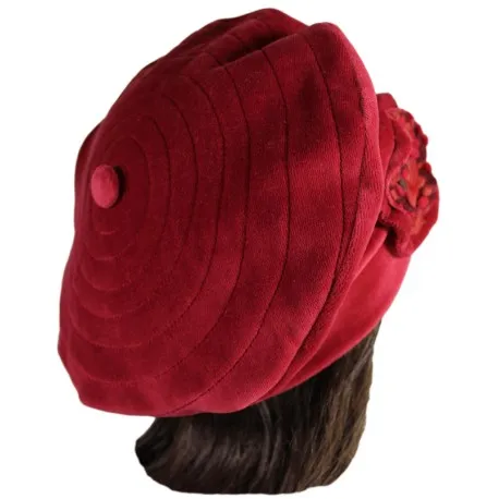 BERET FEMME en VELOURS et Lainage doublé polaire camaïeu de rouge brique 