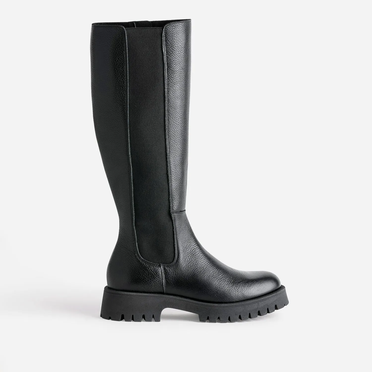 Botte noire TEXTO cuir éco-conçue semelle crantée - Bottes Femme | ERAM