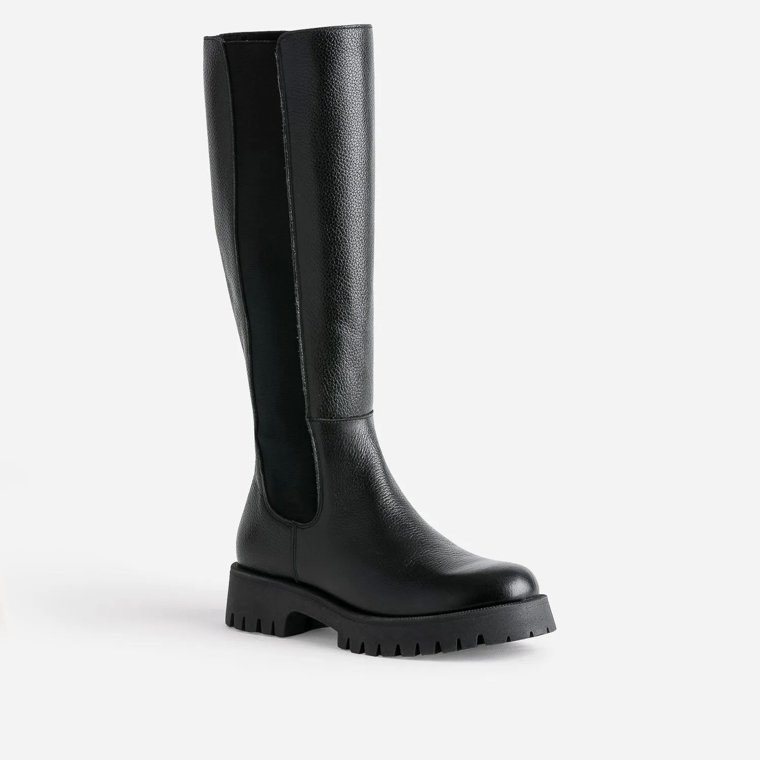 Botte noire TEXTO cuir éco-conçue semelle crantée - Bottes Femme | ERAM