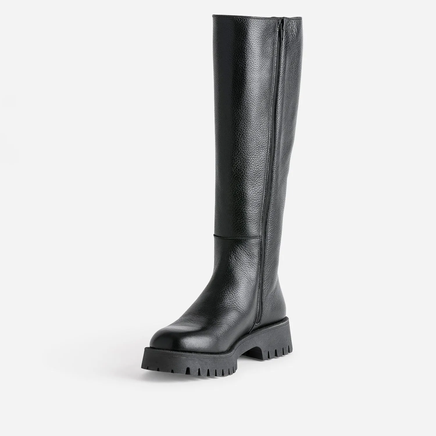 Botte noire TEXTO cuir éco-conçue semelle crantée - Bottes Femme | ERAM