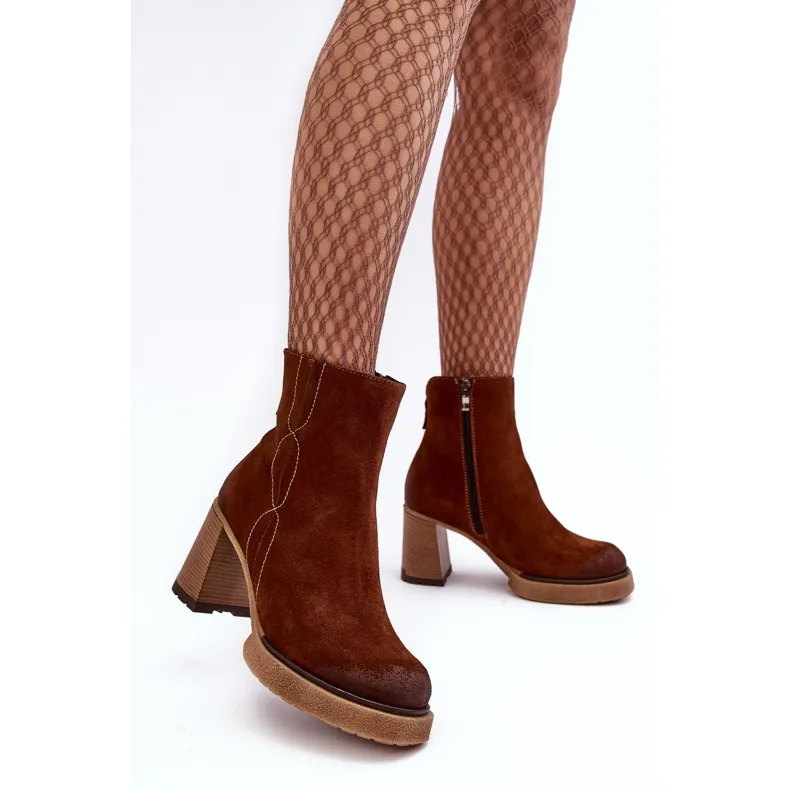 Bottes Femme En Daim Sur Talon Haut, Marron Lemar Remilda brun