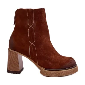 Bottes Femme En Daim Sur Talon Haut, Marron Lemar Remilda brun