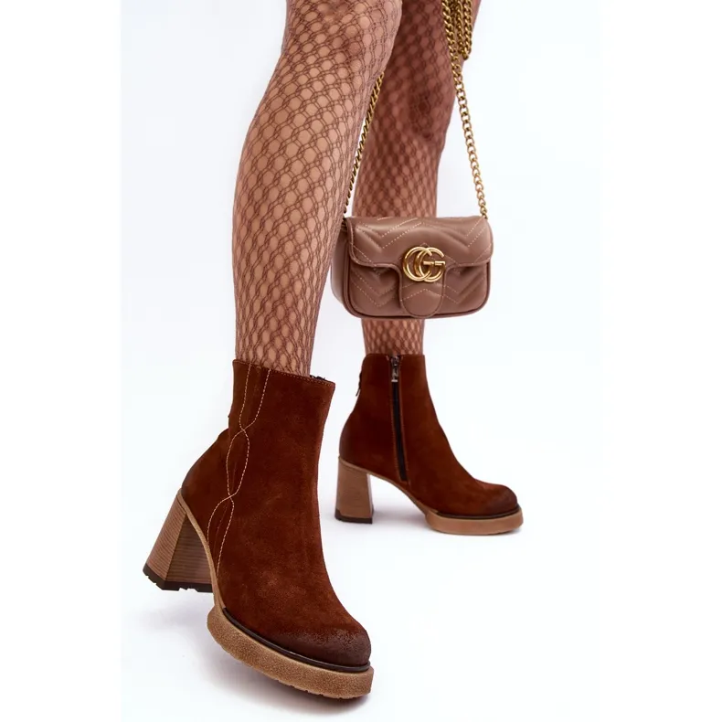 Bottes Femme En Daim Sur Talon Haut, Marron Lemar Remilda brun