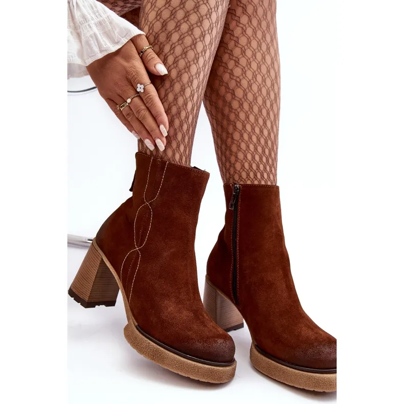 Bottes Femme En Daim Sur Talon Haut, Marron Lemar Remilda brun