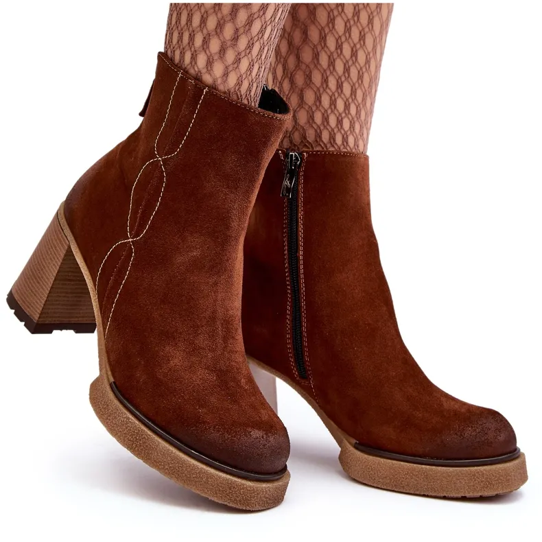 Bottes Femme En Daim Sur Talon Haut, Marron Lemar Remilda brun