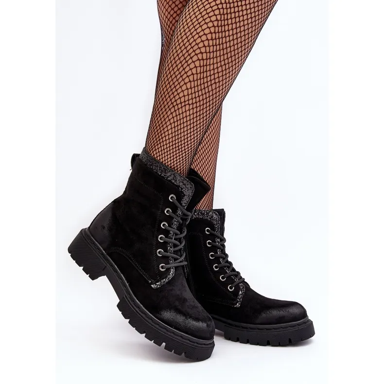 Bottes Worker Décorées Pour Femme Avec Fermeture Éclair Noir Santelia le noir