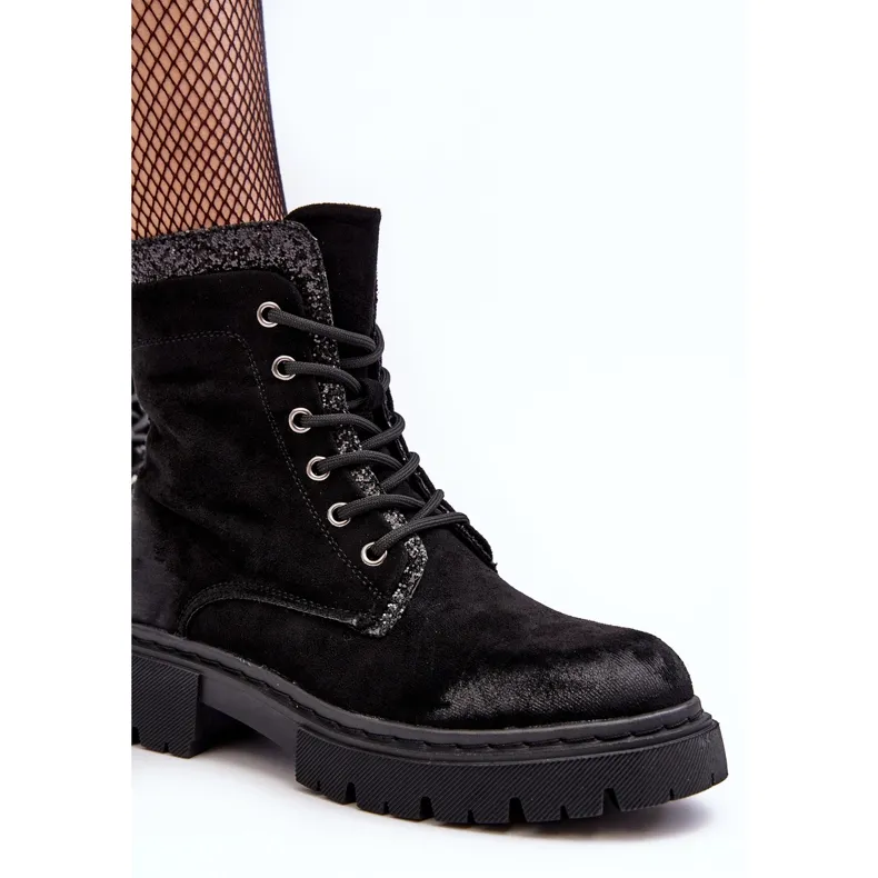 Bottes Worker Décorées Pour Femme Avec Fermeture Éclair Noir Santelia le noir