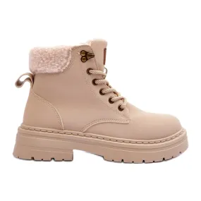 Bottines Femme En Peau De Mouton Beige Clair Jette