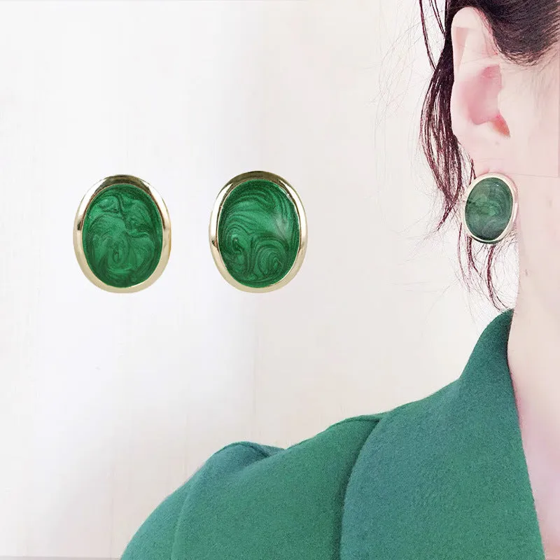 Boucles d'Oreilles Vintage Green French