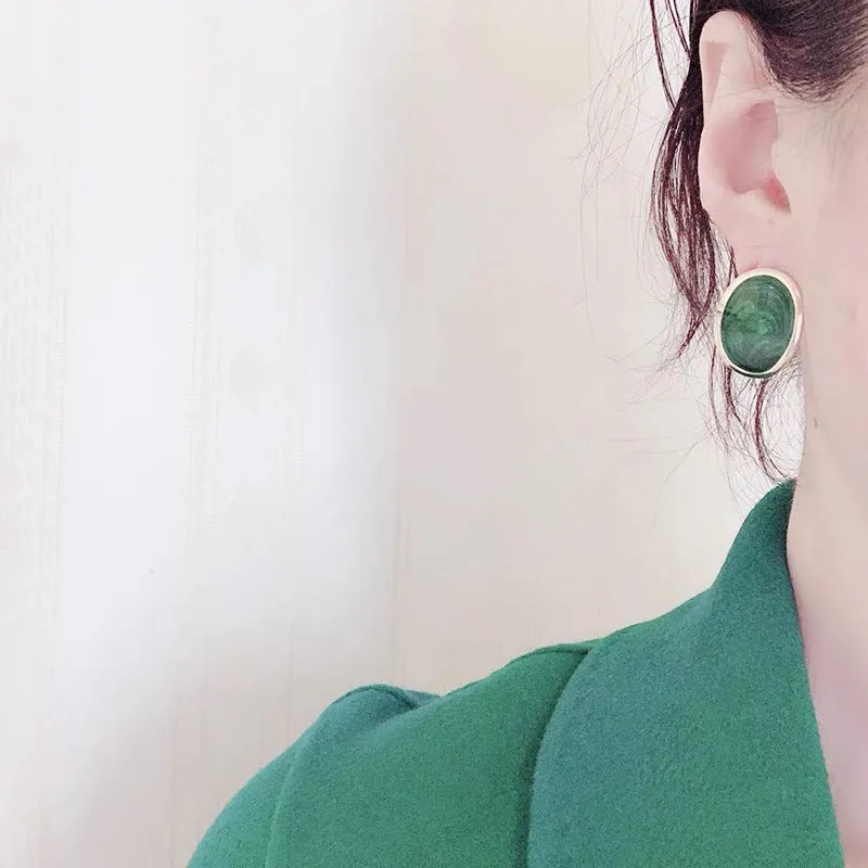 Boucles d'Oreilles Vintage Green French