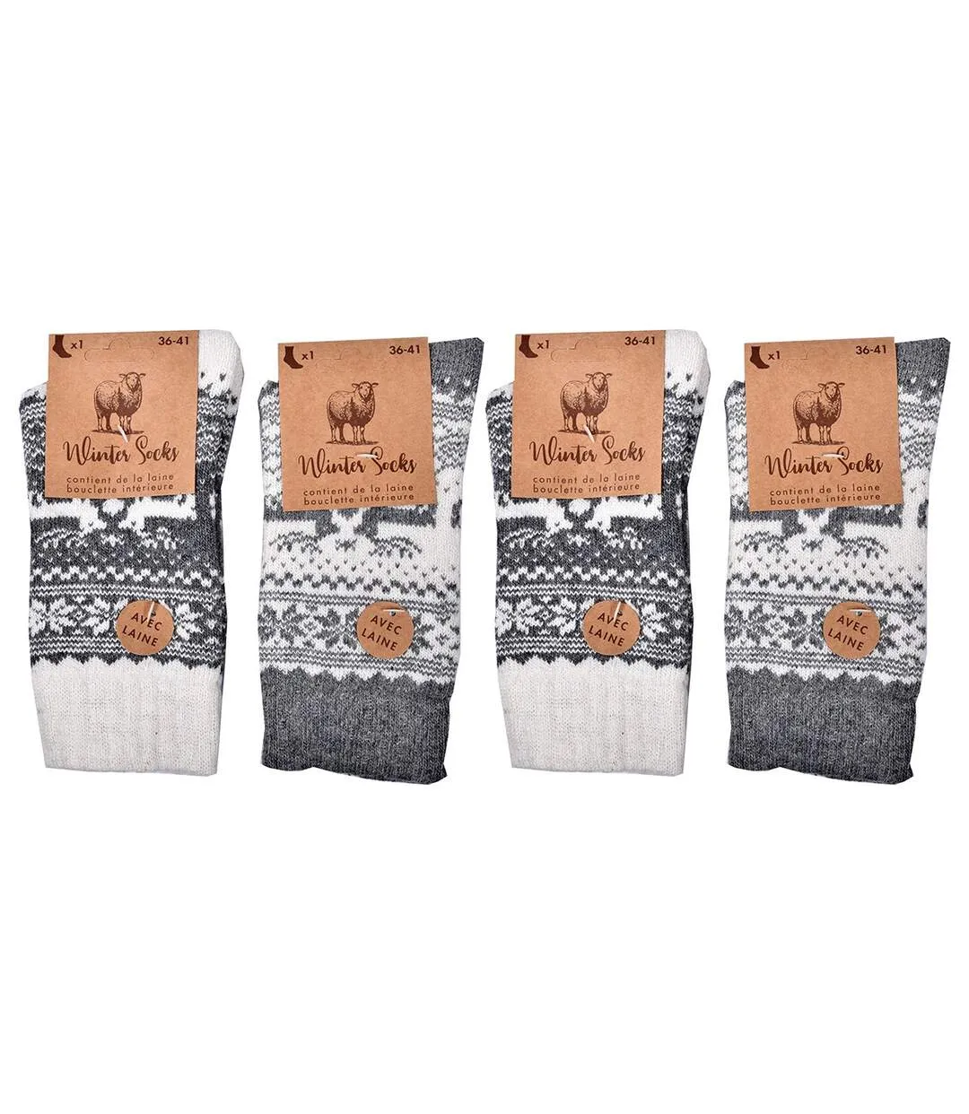 Chaussettes Femme WINTER SOCKS Pack de 4 Paires 0832 LAINE BOUCLETTE