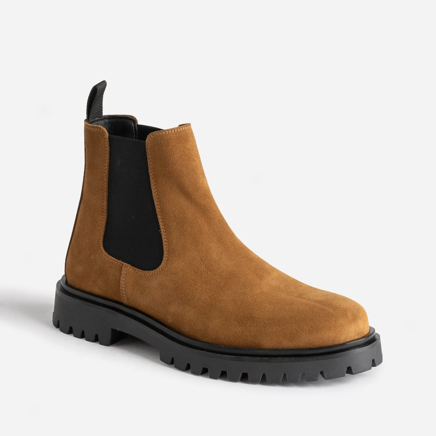 Chelsea boots beige foncé en cuir velours - Boots Homme | ERAM