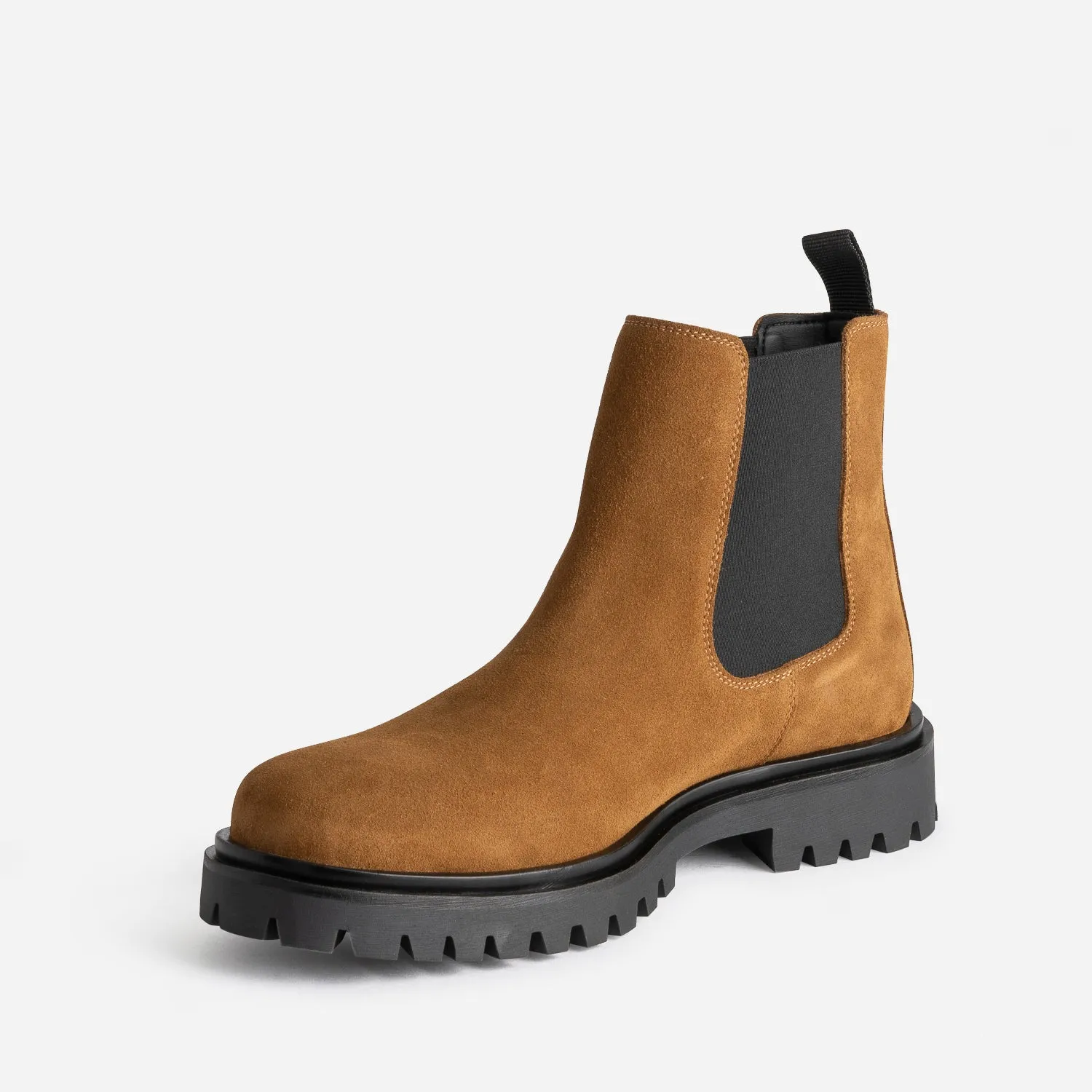 Chelsea boots beige foncé en cuir velours - Boots Homme | ERAM