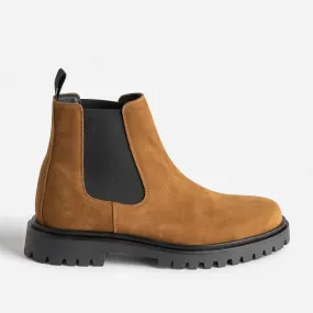 Chelsea boots beige foncé en cuir velours - Boots Homme | ERAM