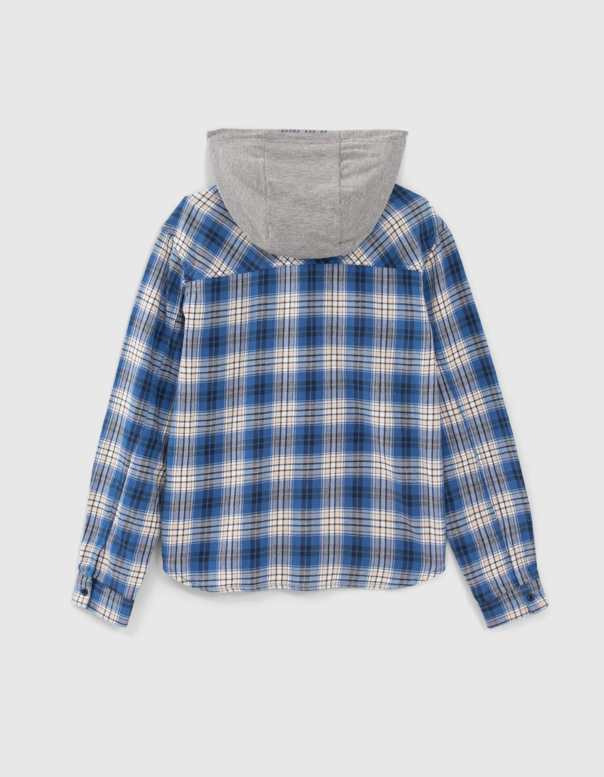 Chemise bleue à carreaux capuche amovible garçon