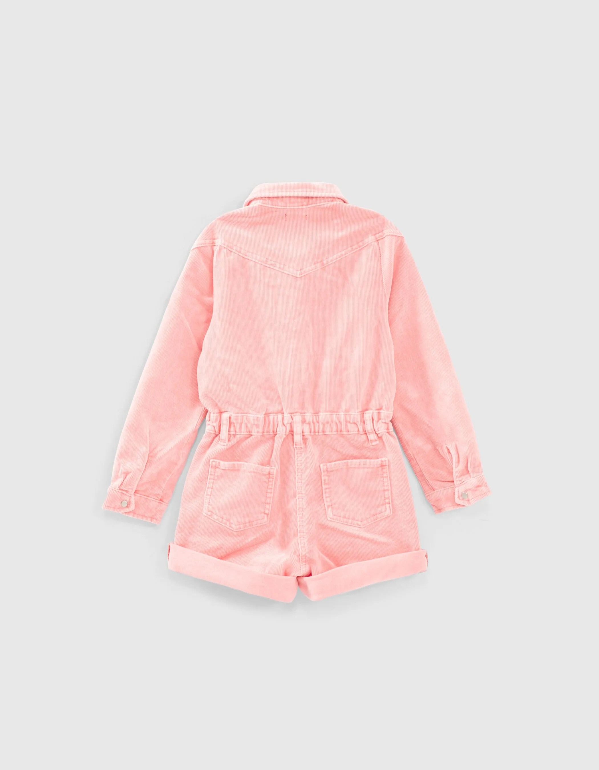 Combi short rose moyen en velours à clous fille