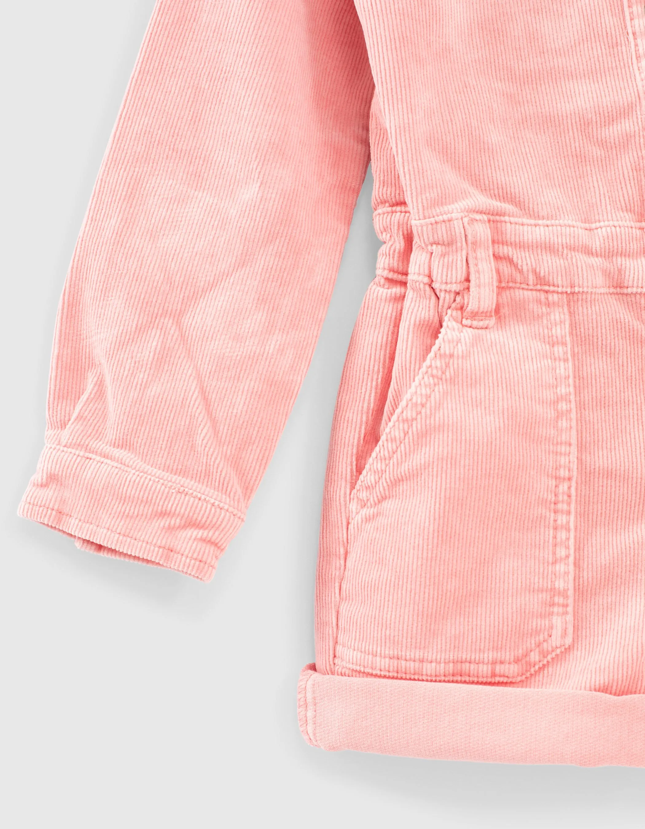 Combi short rose moyen en velours à clous fille