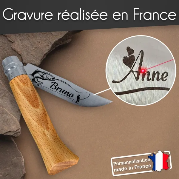 Couteau Opinel n°8 inox à personnaliser - Modèle Chasse