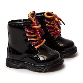 FR1 Bottes Enfant Laquées Avec Fermeture Éclair Noir Tibbie le noir