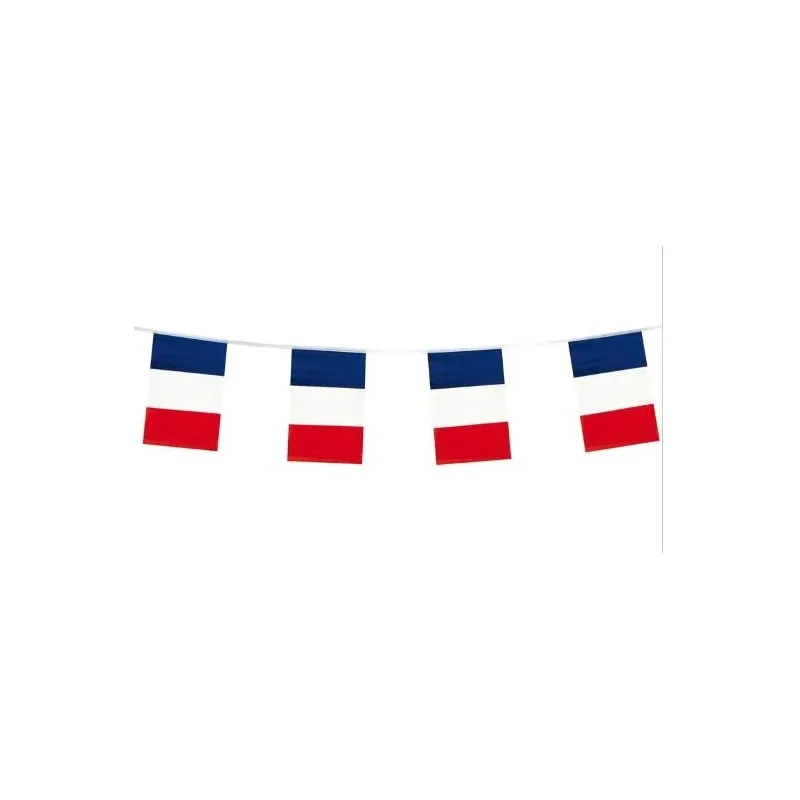 Guirlande avec 10 drapeaux fanions aux couleurs de la France