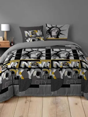 Housse de couette  + taie(s) Big City coton 42 fils - Gris