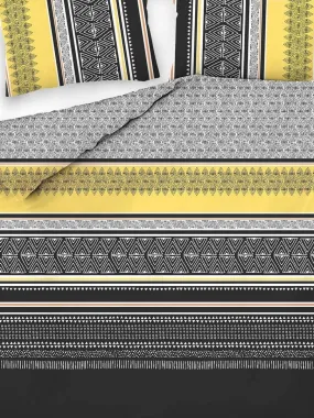 Housse de couette 220x240 + 2 taies d'oreiller 60x60 cm Coton Formas Yellow - Gris