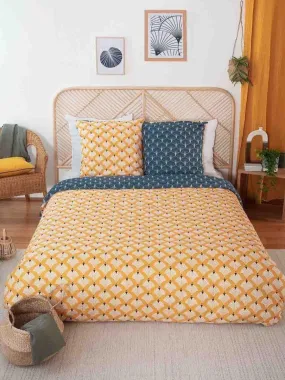 Housse de couette 220x240 cm + 2 taies d'oreiller 63x63 cm 100% Polyester 72 gsm Pania - Jaune