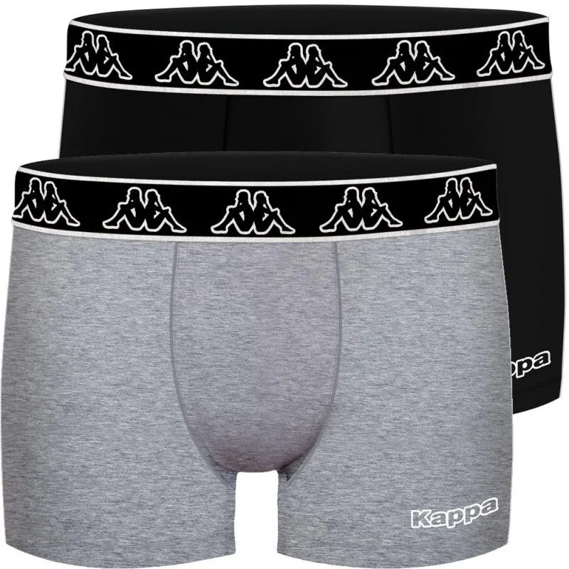 KAPPA Lot de 2 Boxers Homme Coton BCX2ATHAS1 Souris Noir