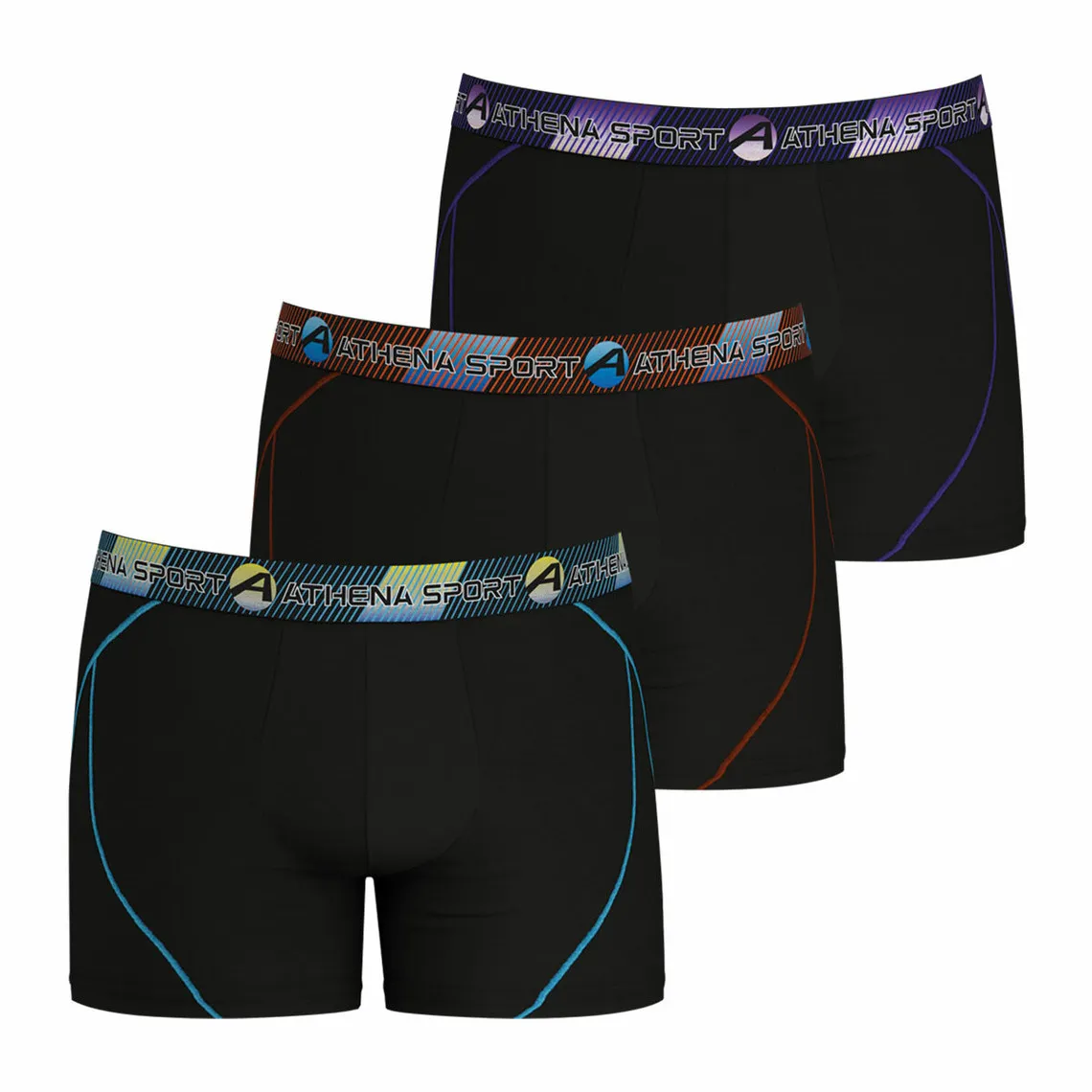 Lot de 3 boxers longs homme - Noir Athéna - Caleçon Homme sur MenCorner