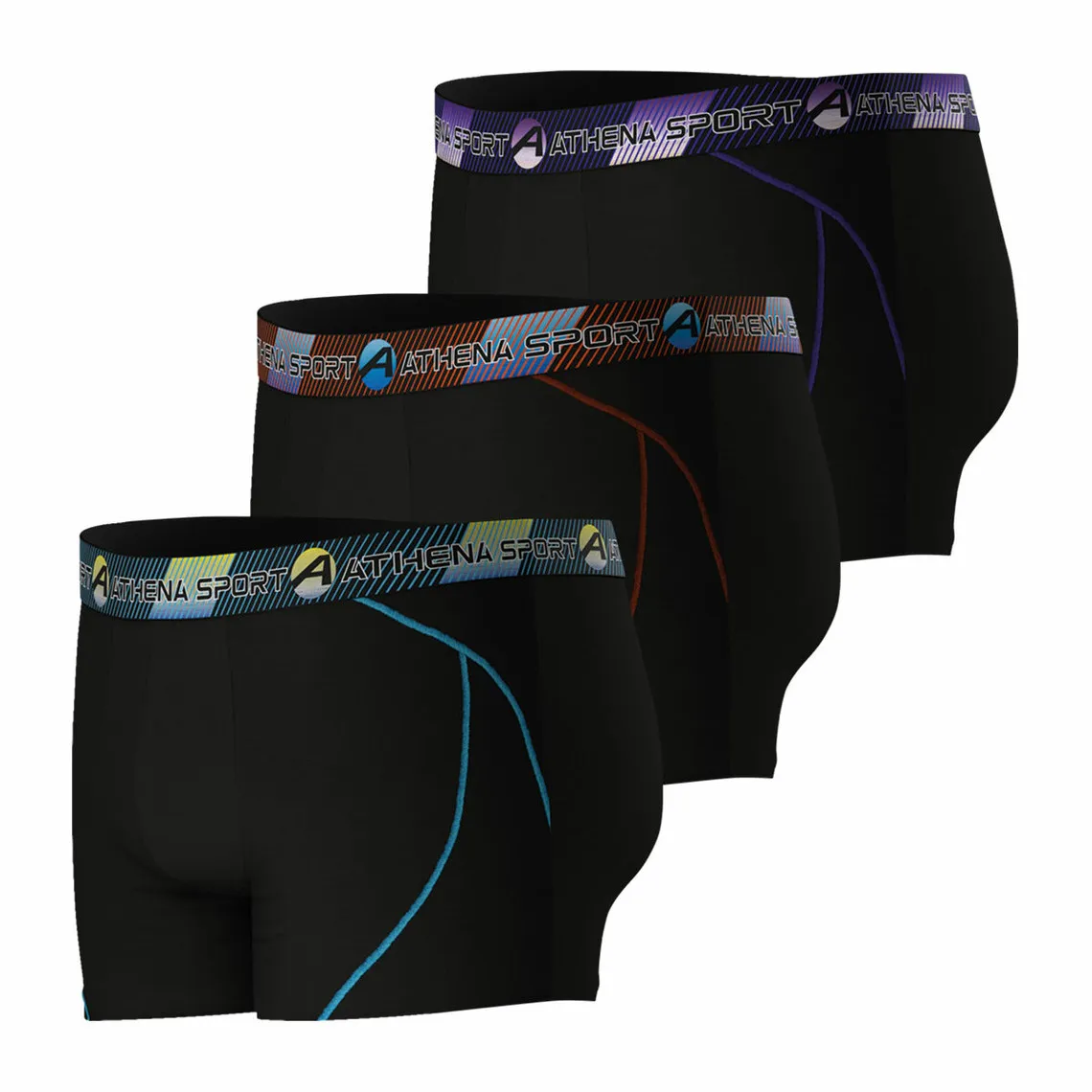 Lot de 3 boxers longs homme - Noir Athéna - Caleçon Homme sur MenCorner