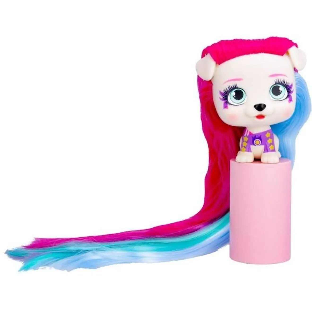 Mini poupée VIP Pets IMC TOYS - Bow Power - Gwen - Cheveux extra longs - Accessoires colorés rose - Imc Toys