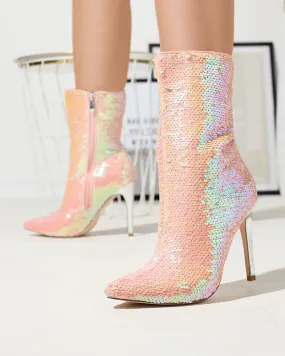 OUTLET Bottes holographiques roses pour femmes avec paillettes Lexillo- Footwear