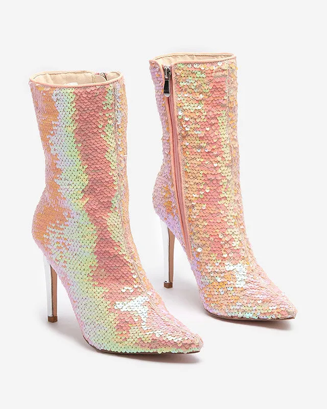 OUTLET Bottes holographiques roses pour femmes avec paillettes Lexillo- Footwear