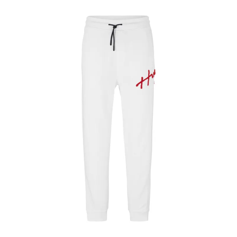 PANTALON DE JOGGING DROG HUGO EN COTON AVEC LOGO BRODÉ BLANC