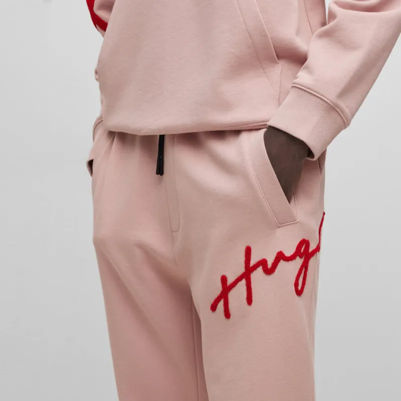 PANTALON DE JOGGING DROG HUGO EN COTON AVEC LOGO BRODÉ ROSE