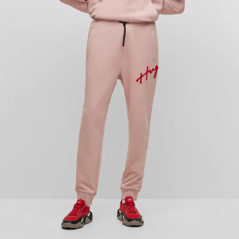 PANTALON DE JOGGING DROG HUGO EN COTON AVEC LOGO BRODÉ ROSE