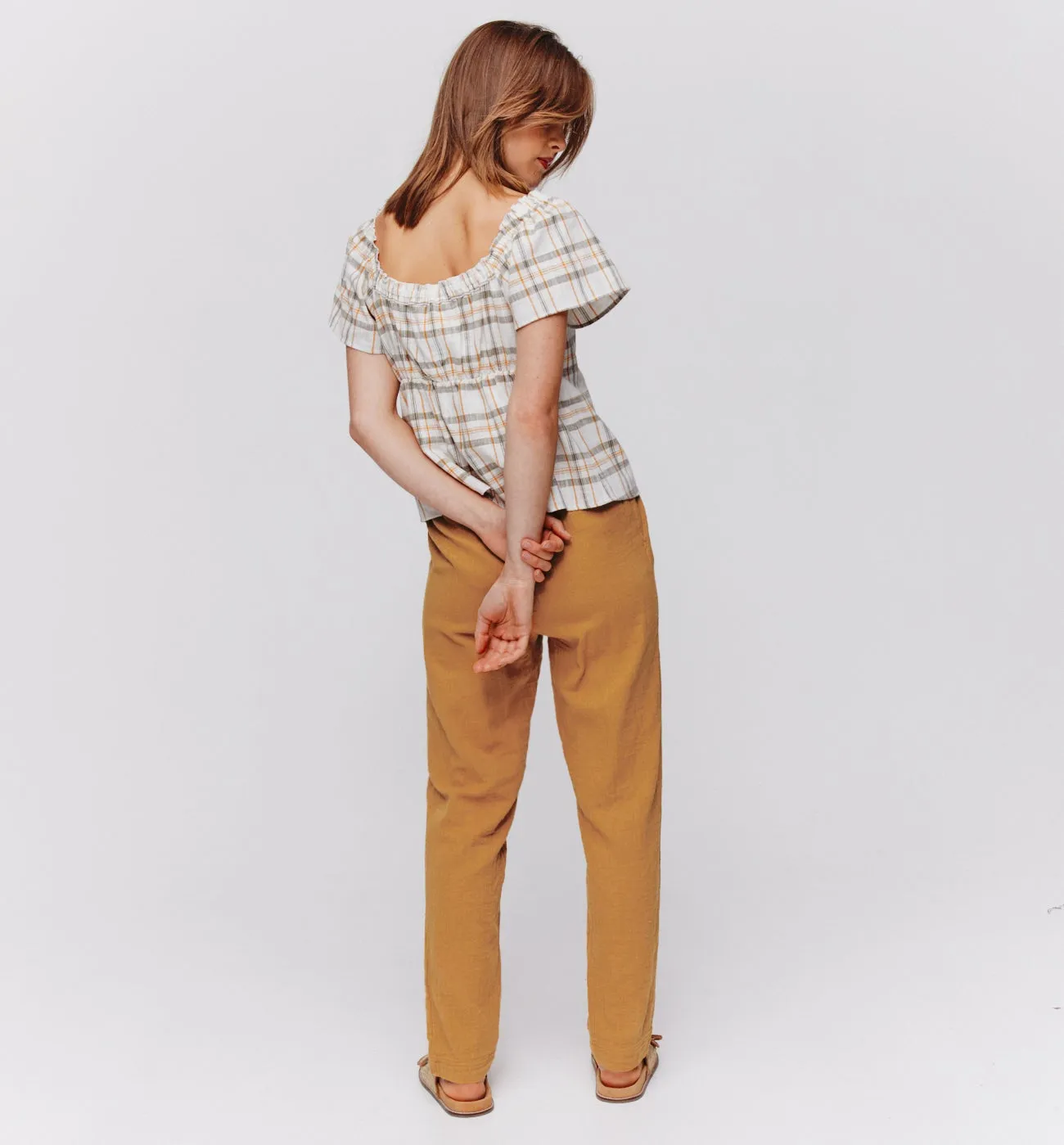 Pantalon en gaze de coton - Ocre