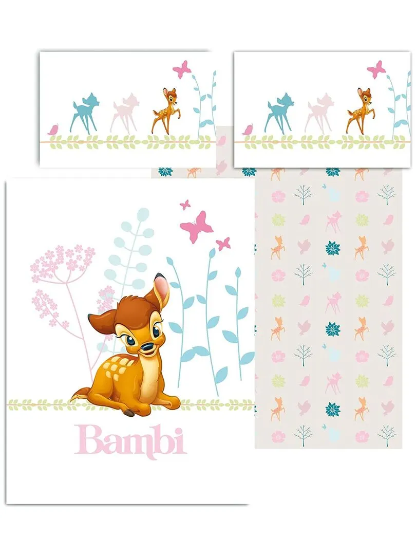 Parure de Lit Bébé Coton Bambi - Rose