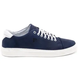 Polbut Chaussures en cuir pour hommes 2109 bleu marine avec blanc blanche