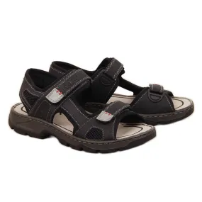 Rieker 26156 sandales velcro noires confortables pour hommes le noir