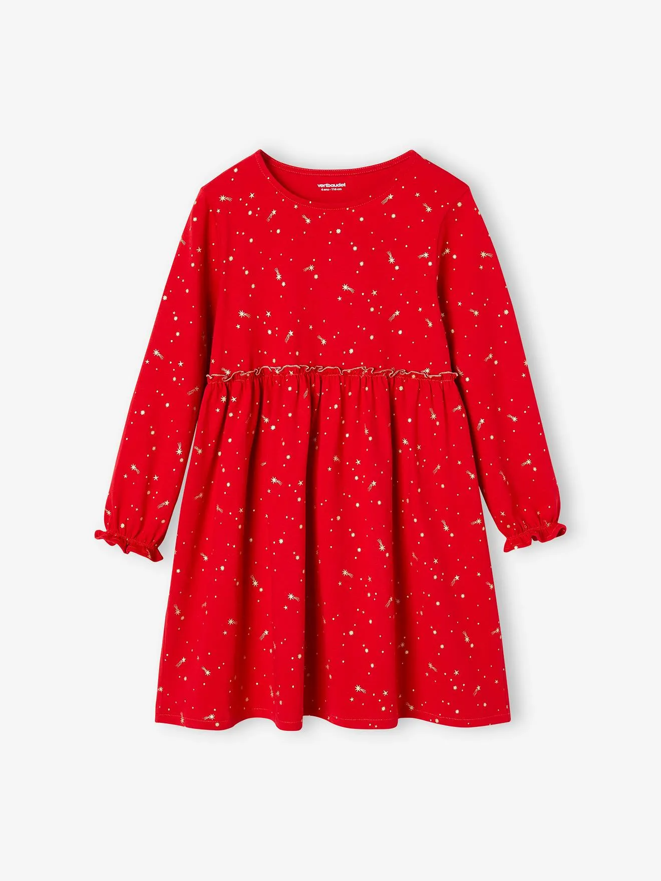 Robe de fête motifs étoiles irisés fille marine - Vertbaudet