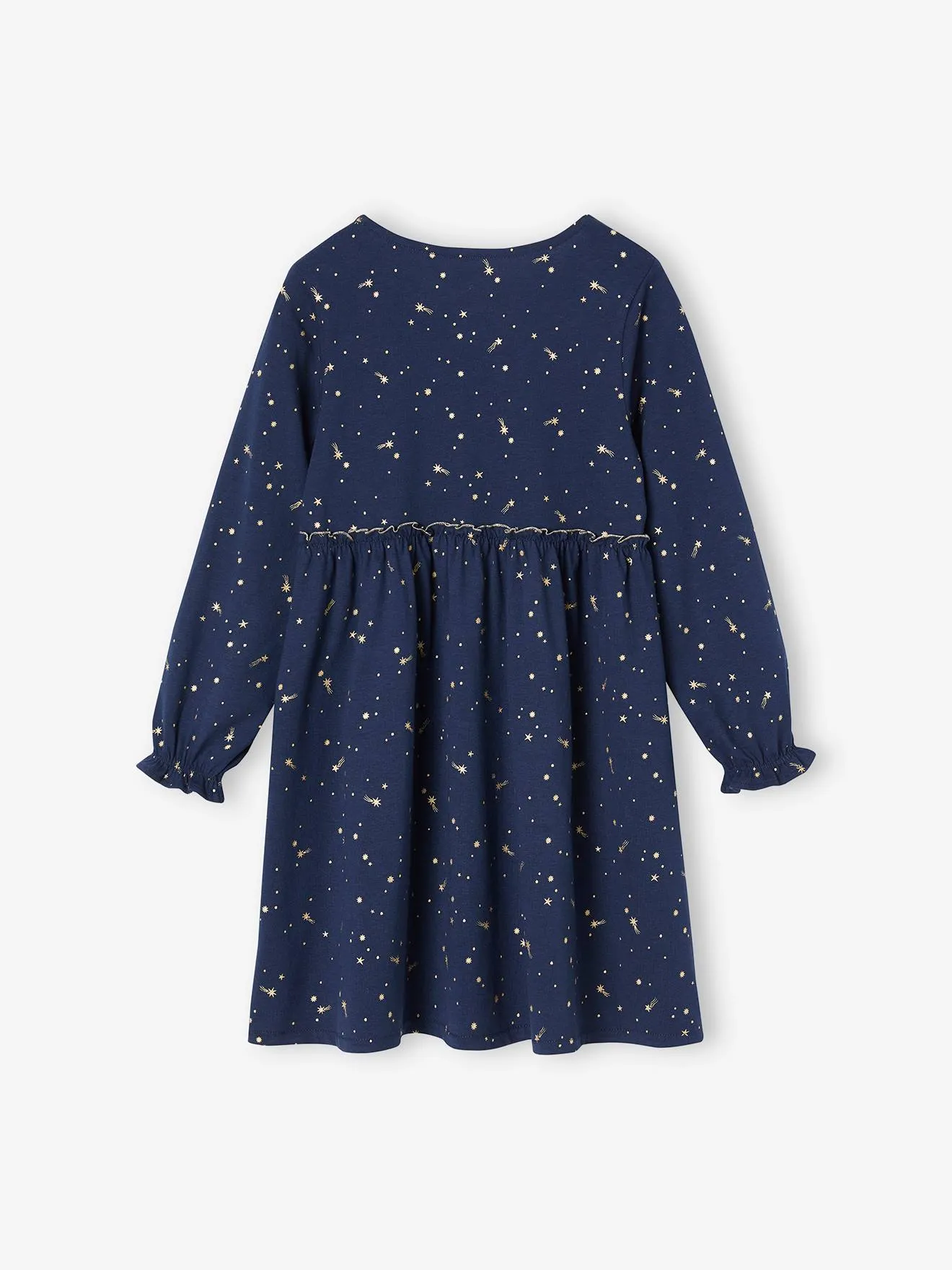 Robe de fête motifs étoiles irisés fille marine - Vertbaudet