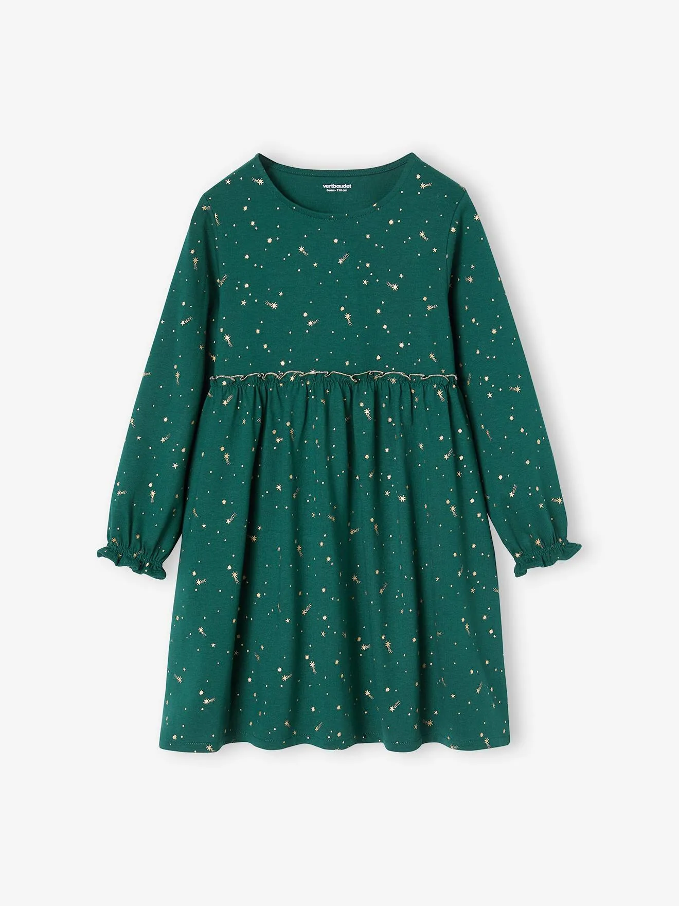 Robe de fête motifs étoiles irisés fille marine - Vertbaudet