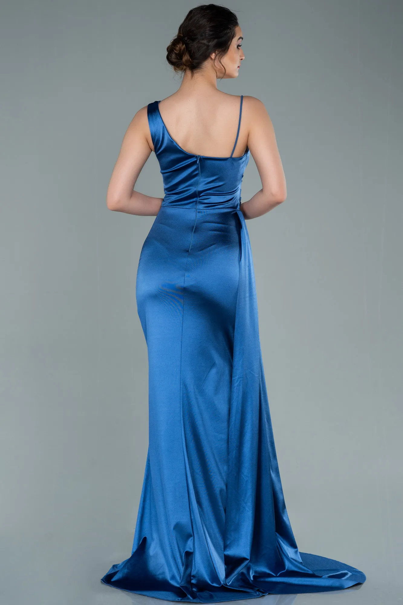 Robe de Soirée Longue Bleu Saxe ABU2373