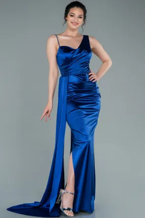 Robe de Soirée Longue Bleu Saxe ABU2373