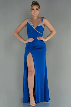 Robe de Soirée Longue Bleu Saxe ABU3000