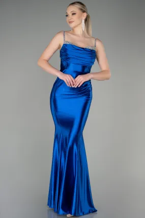 Robe de Soirée Longue Bleu Saxe ABU3334